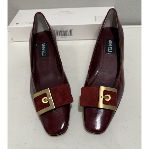 Vaneli Heels Size 9 N Red Leather Pumps Buckle Fall Winter Formal - Picture 10 of 10